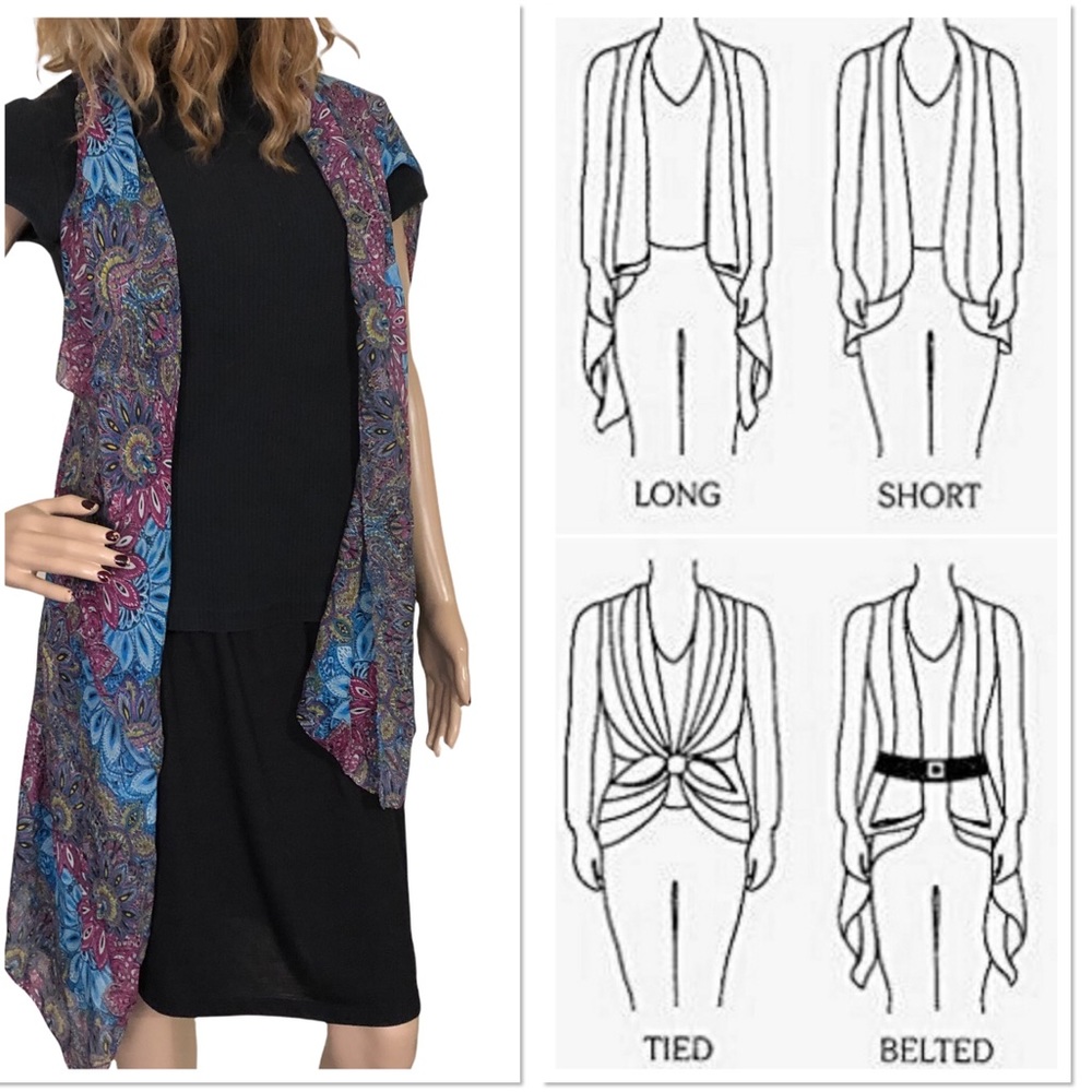 Lavello Chiffon Wrap Vest Converts for Multiple Looks! Multicolor Floral… - Picture 1 of 12